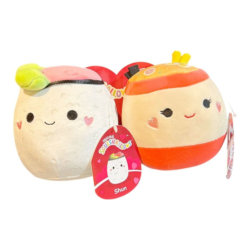 Squishmallows Raisy the Ramen Noodles + Shun the Sushi 5" NWT Valentine's Day